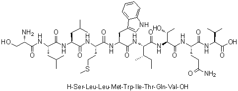 L-丝氨酰-L-亮氨酰-L-亮氨酰-L-蛋氨酰-L-色氨酰-L-异亮氨酰-L-苏氨酰-L-谷氨酰胺酰-L-缬氨酸分子结构 (CAS 289911-11-1)