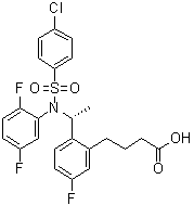2-[(1R)-1-[[(4-氯苯基)磺酰基](2,5-二氟苯基)氨基]乙基]-5-氟苯丁酸分子结构 (CAS 290315-45-6)