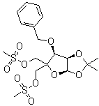 1,2-O-(1-甲基亚乙基)-4-C-[[(甲基磺酰基)氧基]甲基]-3-O-(苯基甲基)-alpha-D-赤式-呋喃戊糖 5-甲烷磺酸酯分子结构 (CAS 293751-01-6)