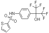 structure of CAS# 293753-05-6, N-[4-[2,2,2-Trifluoro-1-hydroxy-1-(trifluoromethyl)ethyl]phenyl]-2-thiophenesulfonamide