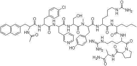 CAS # 295350-45-7, Ozarelix, N-Acetyl-3-(2-naphthalenyl)-D-alanyl-4-chloro-D-phenylalanyl-3-(3-pyridinyl)-D-alanyl-L-seryl-N-methyl-L-tyrosyl-N6-(aminocarbonyl)-D-lysyl-L-norleucyl-L-arginyl-L-prolyl-D-alaninamide, D 63153, D-63153