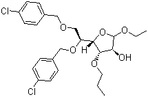 CAS 登录号：29899-95-4, 氯苄葡甙, 氯苄葡苷, (3R,4R,5R)-5-[(1R)-1,2-双[(4-氯苯基)甲氧基]乙基]-2-乙氧基-4-丙氧基氧杂戊环-3-醇