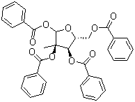 structure of CAS# 30361-19-4, 2-C-甲基-D-呋喃核糖 1,2,3,5-四苯甲酸酯