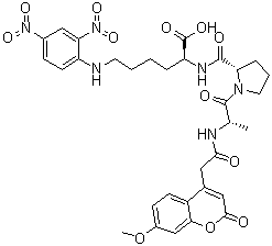 CAS # 305336-82-7, N-[2-(7-Methoxy-2-oxo-2H-1-benzopyran-4-yl)acetyl]-L-alanyl-L-prolyl-N6-(2,4-dinitrophenyl)-L-lysine