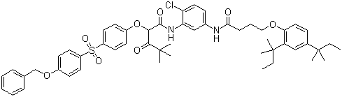 N-[5-[[4-[2,4-双(叔戊基)苯氧)]-1-氧代丁基]氨基]-2-氯苯基]-4,4-二甲基-3-氧代-2-[4-[[4-(苯甲氧基)苯基]磺基]苯氧基]戊酰胺分子结构 (CAS 30744-85-5)