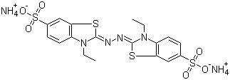 2,2'-联氮双(3-乙基苯并噻唑啉-6-磺酸)二铵盐分子结构 (CAS 30931-67-0)