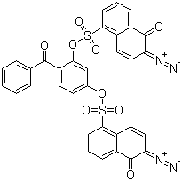 4-苯甲酰基-1,3-苯二酚双(6-偶氮-5,6-二氢-5-氧代萘-1-磺酸)酯分子结构 (CAS 31001-73-7)