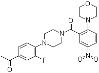 CAS 登录号：310415-30-6, 1-[4-[4-[2-(吗啉-4-基)-5-硝基苯甲酰基]哌嗪-1-基]-3-氟苯基]乙酮