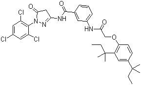 1-(2,4,6-三氯苯基)-3-[3-(2,4-二特戊基苯氧基)乙酰胺基]苯甲酰胺基-5-吡唑酮分子结构 (CAS 31188-91-7)