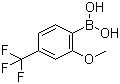 structure of CAS# 312936-89-3, 2-Methoxy-4-trifluoromethylphenylboronic acid