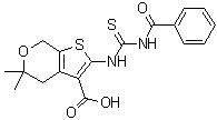 structure of CAS# 314042-01-8, 2-[[(苯甲酰基氨基)硫代甲酰]氨基]-4,7-二氢-5,5-二甲基-5H-噻吩并[2,3-c]吡喃-3-羧酸