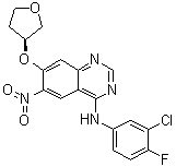 structure of CAS# 314771-88-5, N-(3-氯-4-氟苯基)-6-硝基-7-[[(3S)-四氢-3-呋喃基]氧基]-4-喹唑啉胺