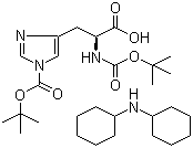 N,1-双(叔丁氧羰基)-L-组氨酸双环己胺盐分子结构 (CAS 31687-58-8)