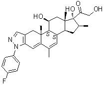 (11beta,16beta)-2'-(4-氟苯基)-11,17,21-三羟基-6,16-二甲基-2'H-孕甾-2,4,6-三烯并[3,2-c]吡唑-20-酮分子结构 (CAS 31738-10-0)