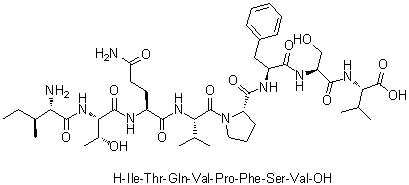 L-异亮氨酰-L-苏氨酰-L-谷氨酰胺酰-L-缬氨酰-L-脯氨酰-L-苯丙氨酰-L-丝氨酰-L-缬氨酸分子结构 (CAS 319927-23-6)