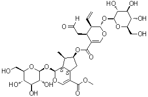 CAS # 32455-46-2, Cantleyoside, (1S,4aS,6S,7R,7aS)-6-[[[(2S,3R,4S)-3-Ethenyl-2-(beta-D-glucopyranosyloxy)-3,4-dihydro-4-(2-oxoethyl)-2H-pyran-5-yl]carbonyl]oxy]-1-(beta-D-glucopyranosyloxy)-1,4a,5,6,7,7a-hexahydro-7-methyl-cyclopenta[c]pyran-4-carboxylic acid methyl ester