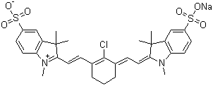 CAS # 328064-20-6, 2-[2-[2-Chloro-3-[(1,3-dihydro-1,3,3-trimethyl-5-sulfo-2H-indol-2-ylidene)ethylidene]-1-cyclohexen-1-yl]ethenyl]-1,3,3-trimethyl-5-sulfo-3H-indolium inner salt sodium salt