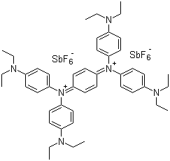 CAS 登录号：3283-10-1, 2,5-环己二烯-1,4-二基双[双[对(二乙基氨基)苯基]铵六氟锑酸盐(V)]
