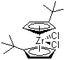 双(叔丁基环戊二烯)二氯化锆分子结构 (CAS 32876-92-9)