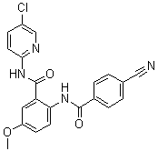 structure of CAS# 330942-01-3, N-(5-氯-2-吡啶基)-2-[(4-氰基苯甲酰基)氨基]-5-甲氧基苯甲酰胺