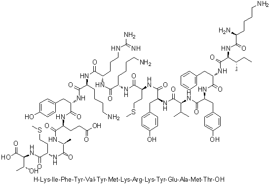 CAS 登录号：332841-92-6, L-赖氨酰-L-异亮氨酰-L-苯丙氨酰-L-酪氨酰-L-缬氨酰-L-酪氨酰-L-蛋氨酰-L-赖氨酰-L-精氨酰-L-赖氨酰-L-酪氨酰-L-alpha-谷氨酰-L-丙氨酰-L-蛋氨酰-L-苏氨酸