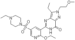 5-[2-乙氧基-5-(4-乙基哌嗪-1-基磺酰基)吡啶-3-基]-3-乙基-2-(2-甲氧基乙基)-2,6-二氢-7H-吡唑并[4,3-d]嘧啶-7-酮分子结构 (CAS 334826-98-1)