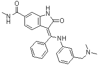 structure of CAS# 334951-92-7, (3Z)-3-[[[3-[(二甲基氨基)甲基]苯基]氨基]苯基亚甲基]-2,3-二氢-N-甲基-2-氧代-1H-吲哚-6-甲酰胺