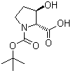 structure of CAS# 335280-19-8, (2R,3R)-3-Hydroxy-1,2-pyrrolidinedicarboxylic acid 1-(1,1-dimethylethyl) ester
