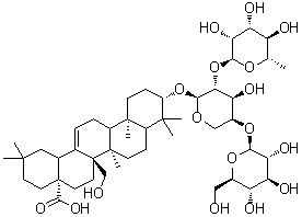 CAS # 335354-79-5, Raddeanoside 20, (3beta)-3-[(O-6-Deoxy-alpha-L-mannopyranosyl-(1&rarr;2)-O-[beta-D-glucopyranosyl-(1&rarr;4)]-alpha-L-arabinopyranosyl)oxy]-27-hydroxy-olean-12-en-28-oic acid