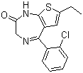 CAS # 33671-37-3, Desmethylclotiazepam, 5-(2-Chlorophenyl)-7-ethyl-1,3-dihydro-2H-thieno[2,3-e]-1,4-diazepin-2-one