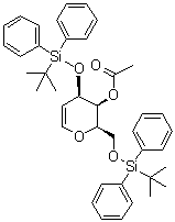 structure of CAS# 342029-19-0, 2,6-脱水-5-脱氧-1,4-二-O-[(叔丁基)二苯基硅烷基]-D-阿拉伯己-5-烯糖醇乙酸酯