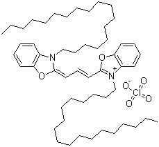 3-十八烷基-2-[3-(3-十八烷基-2(3H)-苯并恶唑-2-亚基)-1-丙烯-1-基]苯并恶唑鎓高氯酸盐分子结构 (CAS 34215-57-1)