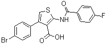 CAS 登录号：342594-86-9, 4-(4-溴苯基)-2-[(4-氟苯甲酰基)氨基]-3-噻吩羧酸