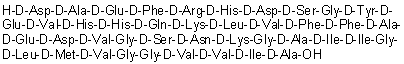 CAS # 342896-25-7, D-alpha-Aspartyl-D-alanyl-D-alpha-glutamyl-D-phenylalanyl-D-arginyl-D-histidyl-D-alpha-aspartyl-D-serylglycyl-D-tyrosyl-D-alpha-glutamyl-D-valyl-D-histidyl-D-histidyl-D-glutaminyl-D-lysyl-D-leucyl-D-valyl-D-phenylalanyl-D-phenylalanyl-D-alanyl-D-alpha-glutamyl-D-alpha-aspartyl-D-valylglycyl-D-seryl-D-asparaginyl-D-lysylglycyl-D-alanyl-D-isoleucyl-D-isoleucylglycyl-D-leucyl-D-methionyl-D-valylglycylglycyl-D-valyl-D-valyl-D-isoleucyl-D-alanine