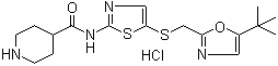 N-[5-[[[5-(1,1-二甲基乙基)-2-恶唑基]甲基]硫基]-2-噻唑基]-4-哌啶甲酰胺盐酸盐分子结构 (CAS 345627-90-9)