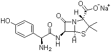 structure of CAS# 34642-77-8, 阿莫西林钠
