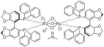 structure of CAS# 346457-41-8, 三(mu-氯)双[(R)-(+)-5,5'-双(二苯基膦)-4,4'-双-1,3-苯并二恶茂]二氯化二钌二甲基铵盐