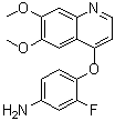 CAS # 347161-74-4, 4-[(6,7-Dimethoxy-4-quinolinyl)oxy]-3-fluorobenzenamine, 4-[(6,7-Dimethoxy-4-quinolyl)oxy]-3-fluoroaniline, 4-[(6,7-Dimethoxyquinolin-4-yl)oxy]-3-fluorobenzenamine, [4-[(6,7-Dimethoxyquinolin-4-yl)oxy]-3-fluorophenyl]amine