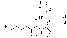 L-赖氨酰-L-脯氨酰-L-缬氨酰胺二盐酸盐分子结构 (CAS 347870-98-8)