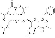 苄基 2-(乙酰氨基)-2-脱氧-3,4-O-(1-甲基亚乙基)-6-O-(2,3,4,6-四-O-乙酰基-beta-D-吡喃半乳糖基)-D-吡喃半乳糖苷分子结构 (CAS 352273-66-6)