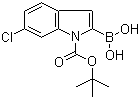 1-叔丁氧羰基-6-氯吲哚-2-硼酸分子结构 (CAS 352359-22-9)