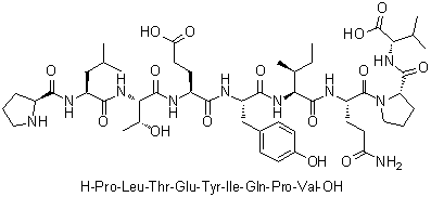 L-脯氨酰-L-亮氨酰-L-苏氨酰-L-alpha-谷氨酰-L-酪氨酰-L-异亮氨酰-L-谷氨酰胺酰-L-脯氨酰-L-缬氨酸分子结构 (CAS 352428-04-7)