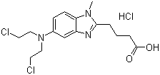 CAS 登录号：3543-75-7, 盐酸苯达莫司汀, 4-[5-[双(2-氯乙基)氨基]-1-甲基苯并咪唑-2-基]丁酸盐酸盐