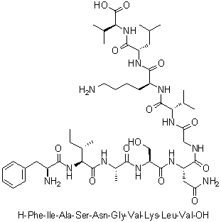 L-苯丙氨酰-L-异亮氨酰-L-丙氨酰-L-丝氨酰-L-天冬氨酰胺酰甘氨酰-L-缬氨酰-L-赖氨酰-L-亮氨酰-L-缬氨酸分子结构 (CAS 355861-11-9)