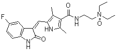 CAS # 356068-99-0, N-[2-(Diethyloxidoamino)ethyl]-5-[(Z)-(5-fluoro-1,2-dihydro-2-oxo-3H-indol-3-ylidene)methyl]-2,4-dimethyl-1H-pyrrole-3-carboxamide
