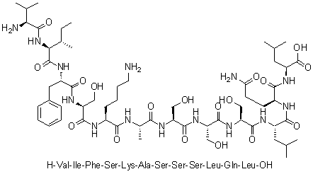 L-缬氨酰-L-异亮氨酰-L-苯丙氨酰-L-丝氨酰-L-赖氨酰-L-丙氨酰-L-丝氨酰-L-丝氨酰-L-丝氨酰-L-亮氨酰-L-谷氨酰胺酰-L-亮氨酸分子结构 (CAS 359004-04-9)