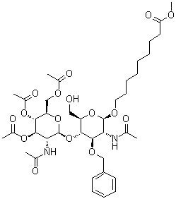 9-[[2-(乙酰氨基)-2-脱氧-3-O-(苯基甲基)-4-O-[3,4,6-三-O-乙酰基-2-(乙酰氨基)-2-脱氧-beta-D-吡喃葡萄糖基]-beta-D-吡喃葡萄糖基]氧基]壬酸甲酯分子结构 (CAS 359436-87-6)