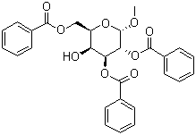 structure of CAS# 3601-36-3, 甲基-D-半乳糖苷-2,3,6-三苯甲酸酯
