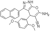 structure of CAS# 361185-42-4, 6-Amino-4-(2,5-dimethoxyphenyl)-1,4-dihydro-3-(2-naphthalenyl)pyrano[2,3-c]pyrazole-5-carbonitrile