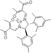 structure of CAS# 361346-80-7, (1R,2R)-N,N'-二(2-乙酰基-3-氧代-2-丁烯亚基)-1,2-二均三甲苯基乙二胺合钴(II)